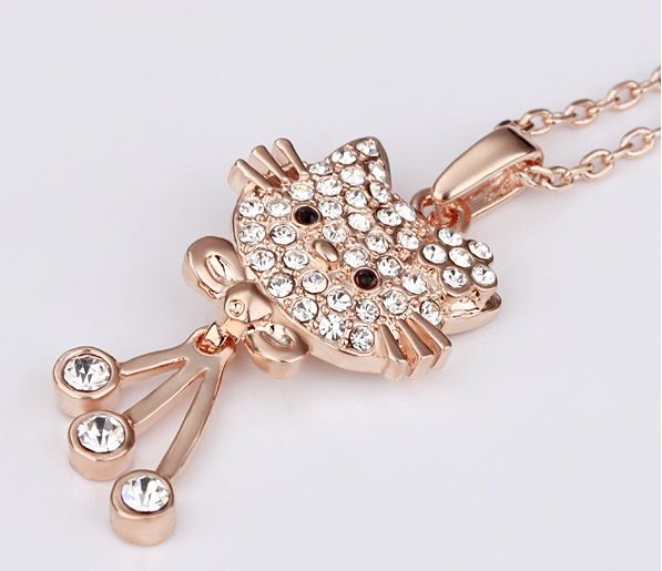 Colar Hello Kitty com strass ouro 18K